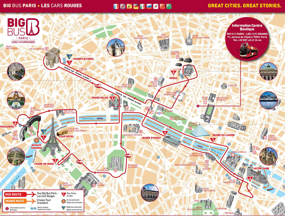 Plan de transport et carte touristique de Paris (France)