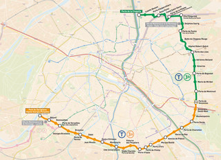 Map of Paris tram network