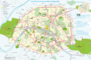 Cycle routes, cycle paths, cycle lanes of Paris