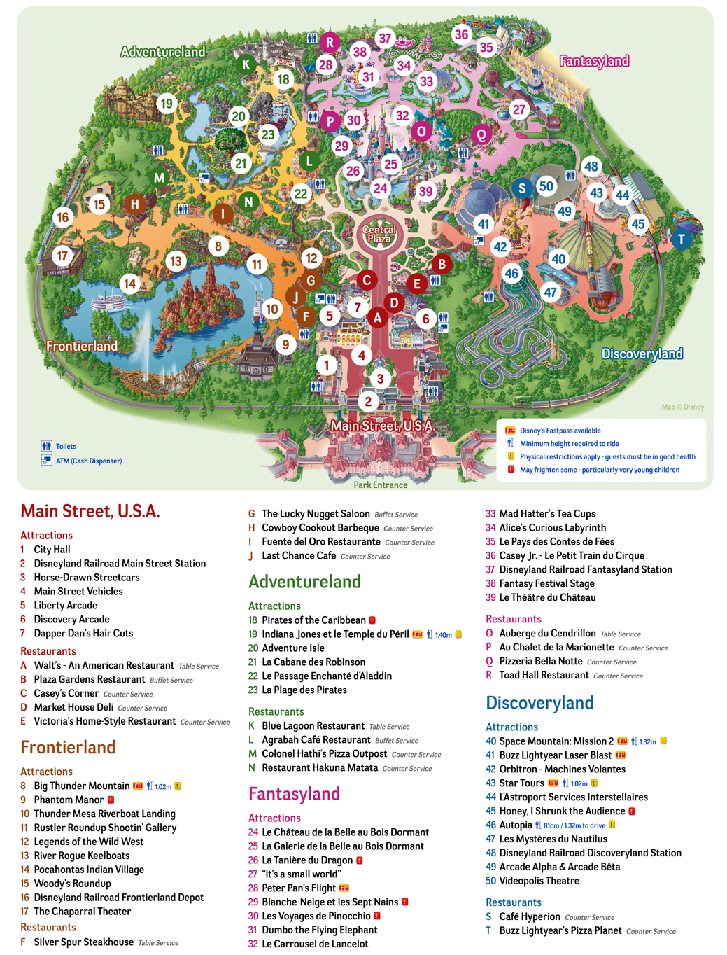 carte disneyland paris pdf Map of Disneyland Paris and Walt Disney Studios