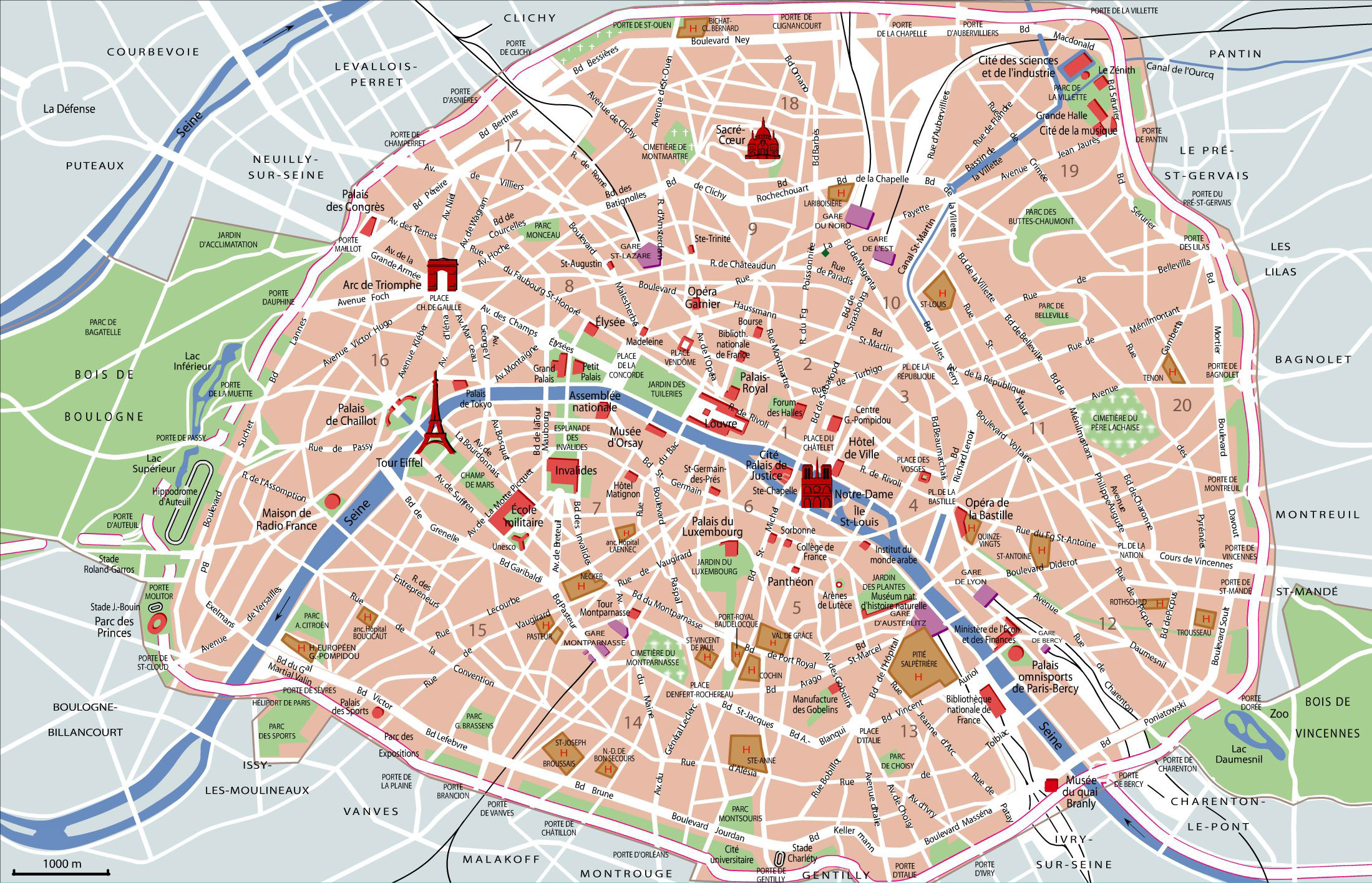 paris karta Map of Paris tourist attractions, sightseeing & tourist tour paris karta