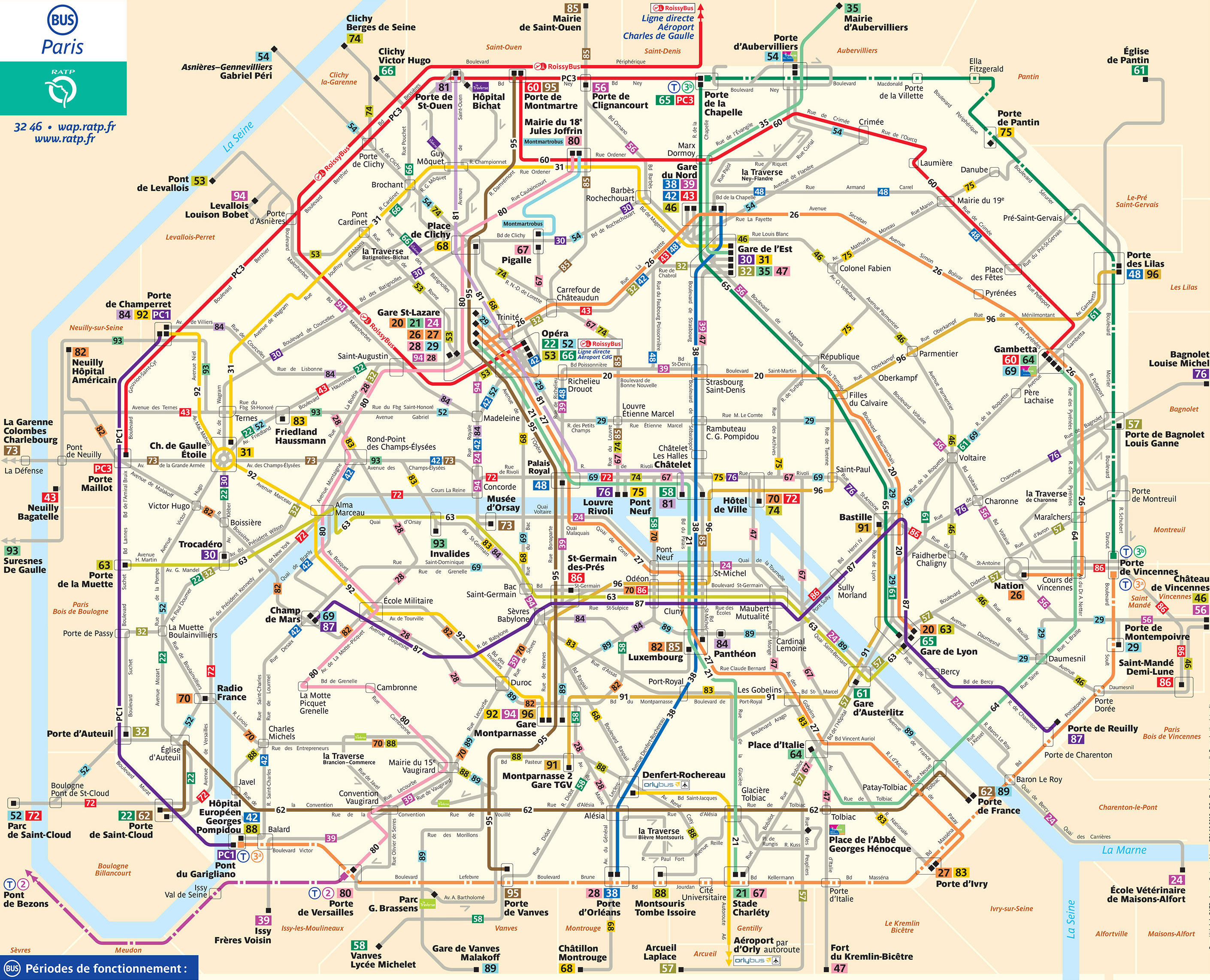 bus paris carte Map of Paris bus & Noctilien: stations & lines