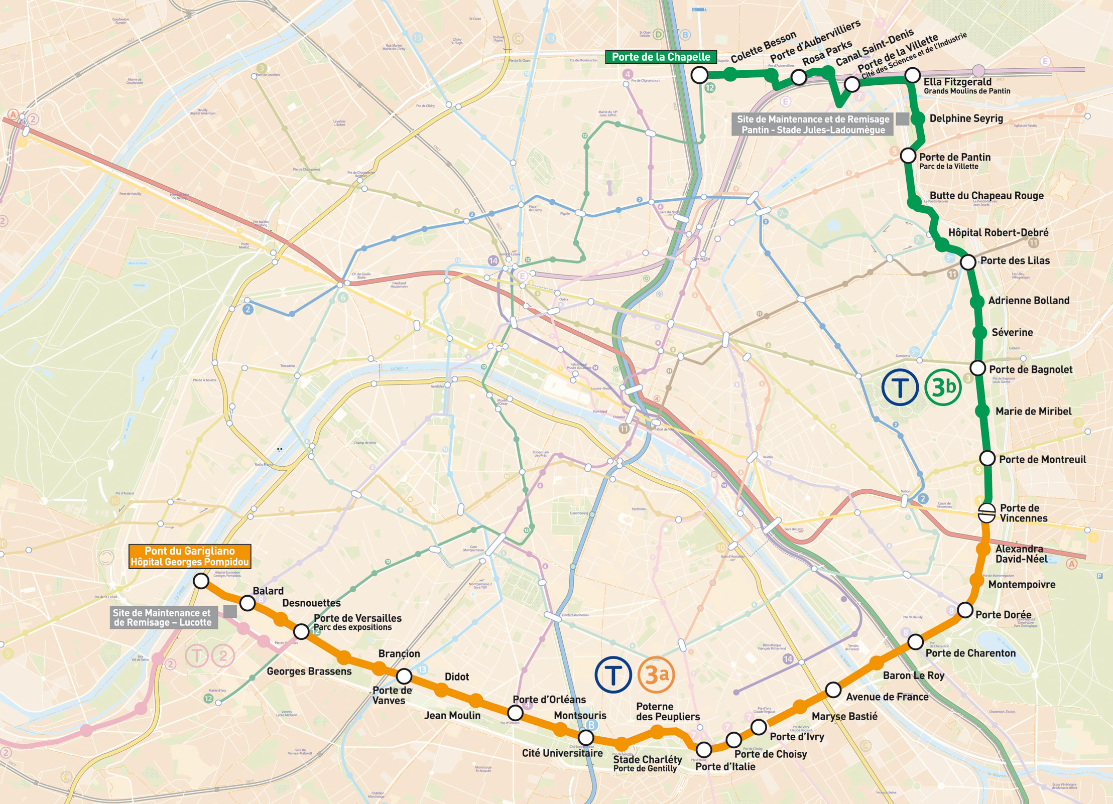 tramway paris carte Map of Paris tram: stations & lines