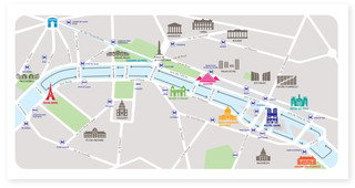 Map of Paris river Seine tours & cruises with Batobus