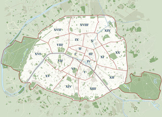 Map of Paris arrondissements, districts, boroughs & areas