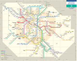 Map of Paris transilien, train, urban, commuter & suburban railway network