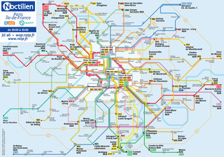Map of Paris Noctilien night bus network
